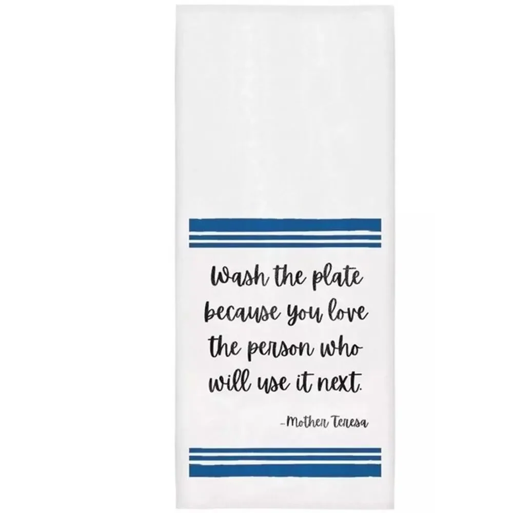 Wash the Plate Tea Towel 20x29” Mother Teresa Set of 2 Brand New 100% Cotton